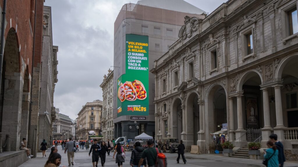 BILLY TACOS DOOH 2 Cartellone campagna DOOH di Billy Tacos a Milano